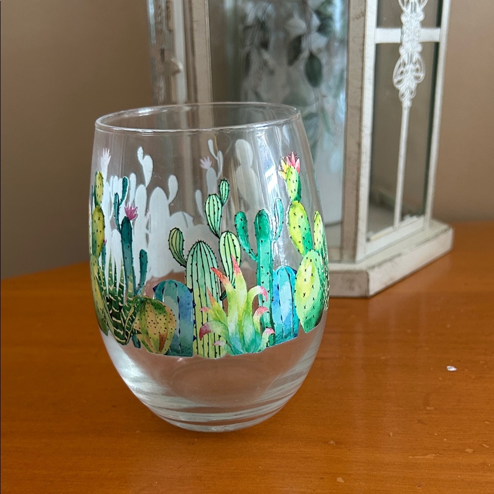 Cactus Design Glass Tumbler